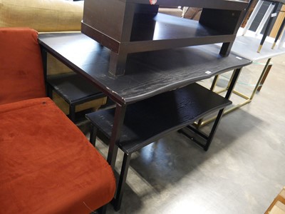 Lot 1038 - Black 3 piece picnic style dining set together...