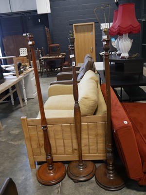 Lot 1040 - 3 wooden floor standing lamps