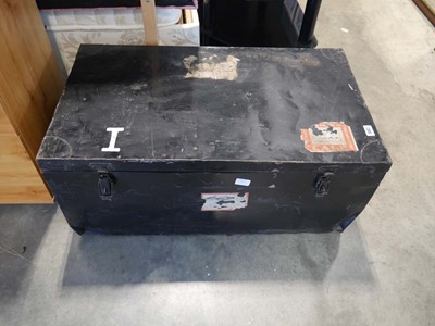 Lot 1047 - Black metal twin handled trunk