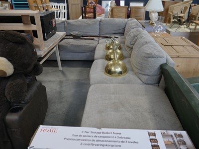 Lot 1048 - Grey upholstered 6 piece modular sofa system