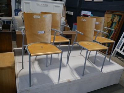 Lot 1053 - Set of 4 IKEA light wood effect metal framed...