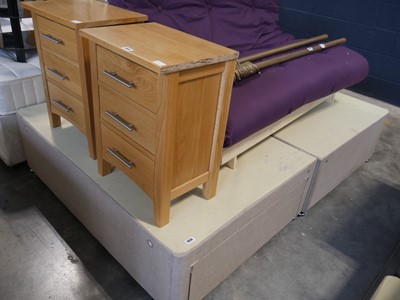 Lot 1058 - Beige coloured double divan bed base with drawers
