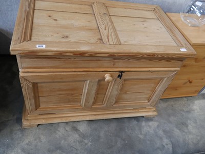 Lot 1072 - Pine lift top storage trunk with door below
