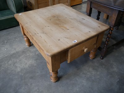 Lot 1074 - Stripped pine single drawer coffee table