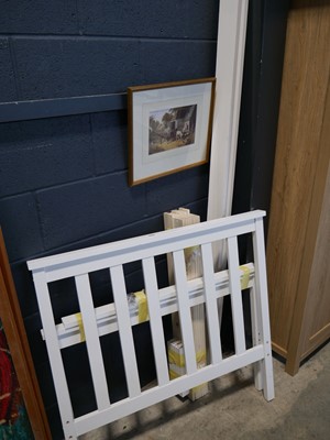 Lot 1089 - White wooden single bedframe with slats