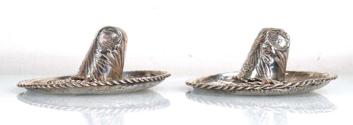 Lot 386 - A pair of Mexican silver novelty ashtrays,...