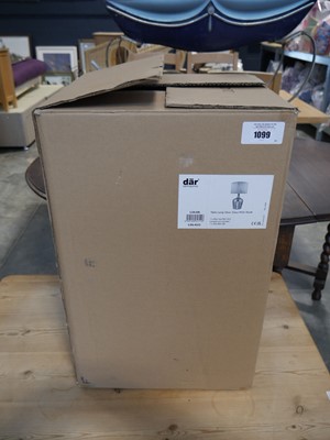 Lot 1099 - Boxed Dar Lighting Group table lamp in silver...