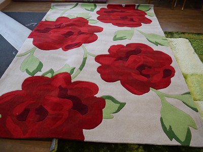 Lot 1107 - Nevada Rose red/ beige floral patterned rug...