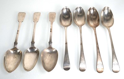 Lot 397 - A group of silver flatware comprising: four...
