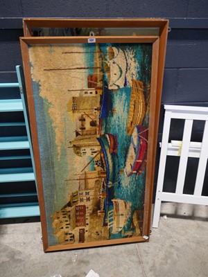 Lot 1127 - 4 large framed tapestries