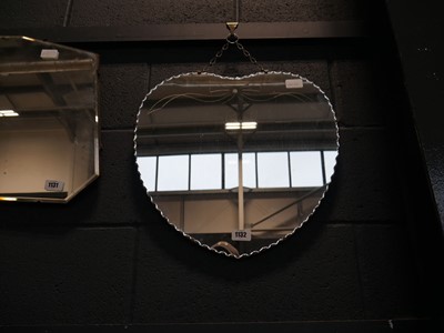 Lot 1132 - Unframed heart shaped wall mirror