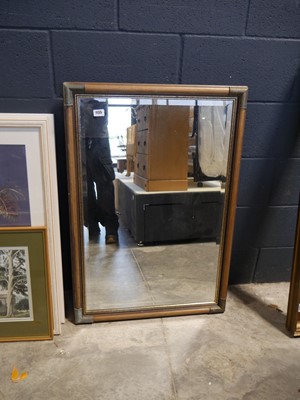 Lot 1135 - Bevelled rectangular wall mirror in wooden...
