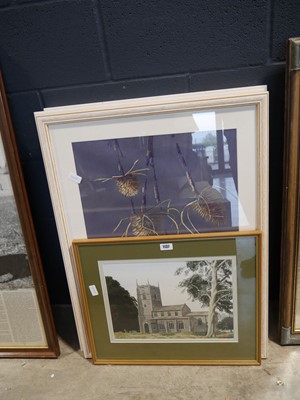 Lot 1137 - Framed watercolour of Hilborough Church by...