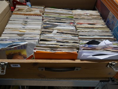 Lot 1144 - Wooden case containing assorted 45rpm singles...