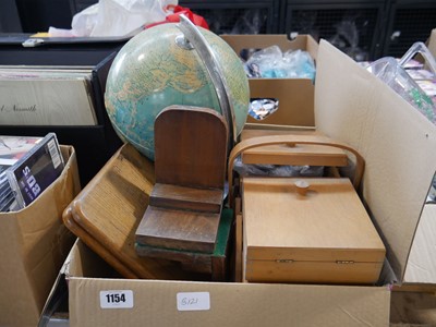 Lot 1154 - Box containing expanding sewing box, oak book...
