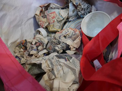 Lot 1161 - Red bag containing gilt edged floral ceramics...
