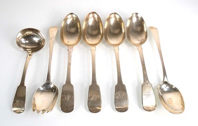 Lot 402 - A set of four George IV silver fiddle pattern...