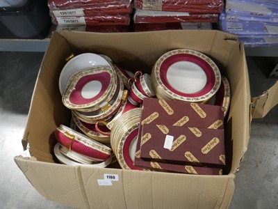Lot 1180 - Box containing gilt rimmed Wedgwood bone china...