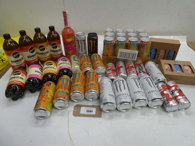 Lot 3501 - Monster energy drinks, Kombucha, Peak Hype and...