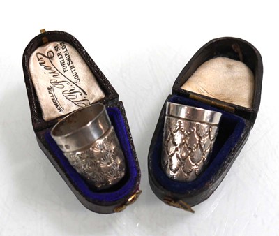Lot 406 - Two silver thimbles including a Charles Horner...