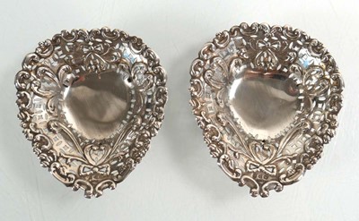 Lot 410 - A pair of late Victorian stamped silver dishes...