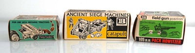 Lot 250 - Three Britains models: 4675 catapult, 9563 hay...