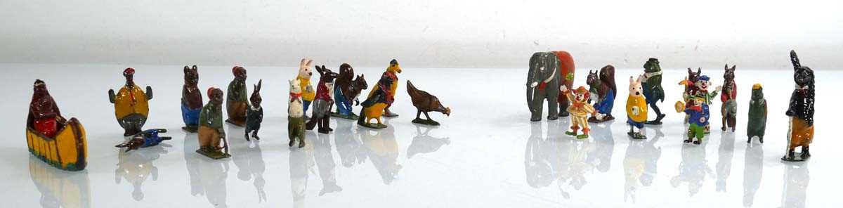 Lot 255 - A group of painted cast metal figures...