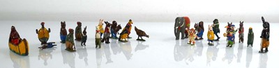 Lot 255 - A group of painted cast metal figures...