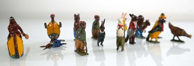 Lot 255 - A group of painted cast metal figures...