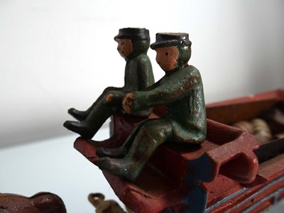 Lot 258 - A cast metal six horse team pulling a barrel...