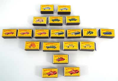 Lot 259 - Nineteen Matchbox models: 7 Ford Anglia x 2,...