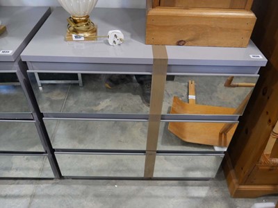 Lot 1070 - Gloss grey finish mirror fronted chest of 3...