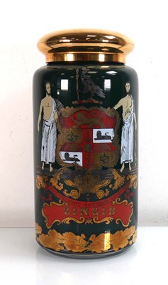 Lot 291 - A Victorian green glass apothecary jar and...