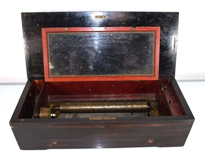 Lot 85 - A 19th century cylinder music box in a walnut,...