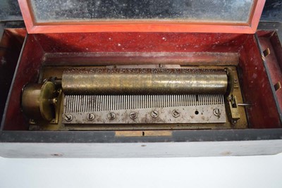 Lot 85 - A 19th century cylinder music box in a walnut,...