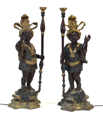 Lot 11 - A pair of 20th century polychrome spelter...
