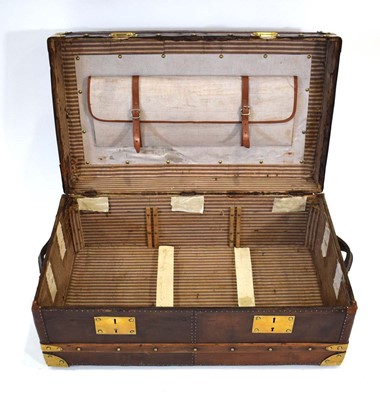 Lot 14 - A French travelling/cabin trunk with beech...