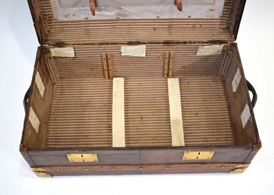 Lot 14 - A French travelling/cabin trunk with beech...