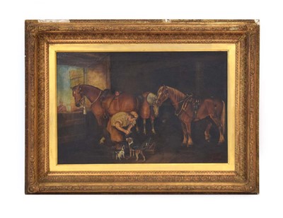 Lot 185 - J.. Unell (20th century), A blacksmith at work...