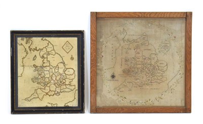 Lot 114 - A needlework map of Engalnd & Wales by Lucy...