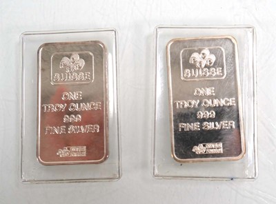 Lot 412 - Two PAMP one ounce silver ingots (2)
