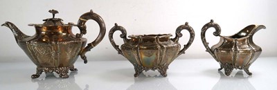 Lot 413 - A Victorian three piece silver tea service,...
