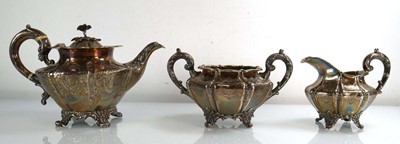 Lot 413 - A Victorian three piece silver tea service,...