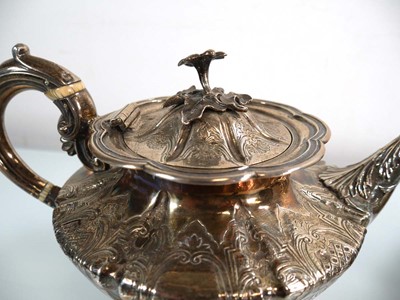 Lot 413 - A Victorian three piece silver tea service,...