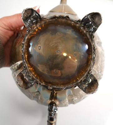 Lot 413 - A Victorian three piece silver tea service,...