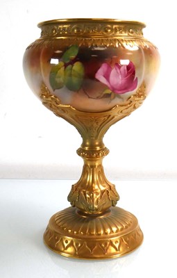 Lot 280 - A Royal Worcester of slender goblet form...
