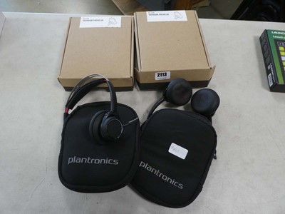 Lot 2113 - Two pairs of Plantronics headphones and two...