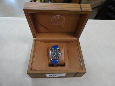 Lot 2136 - Boxed Helma DH men`s wristwatch with black...