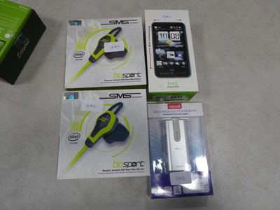 Lot 2217 - Boxed HTC mobile phone, a Maxell power bank...