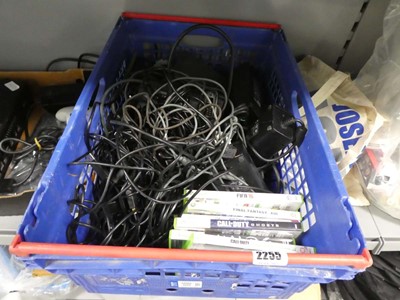 Lot 2255 - Box containing various chargers, with Xbox 360...